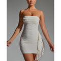 Strapless Open-Back Ruffle Bodycon Dress