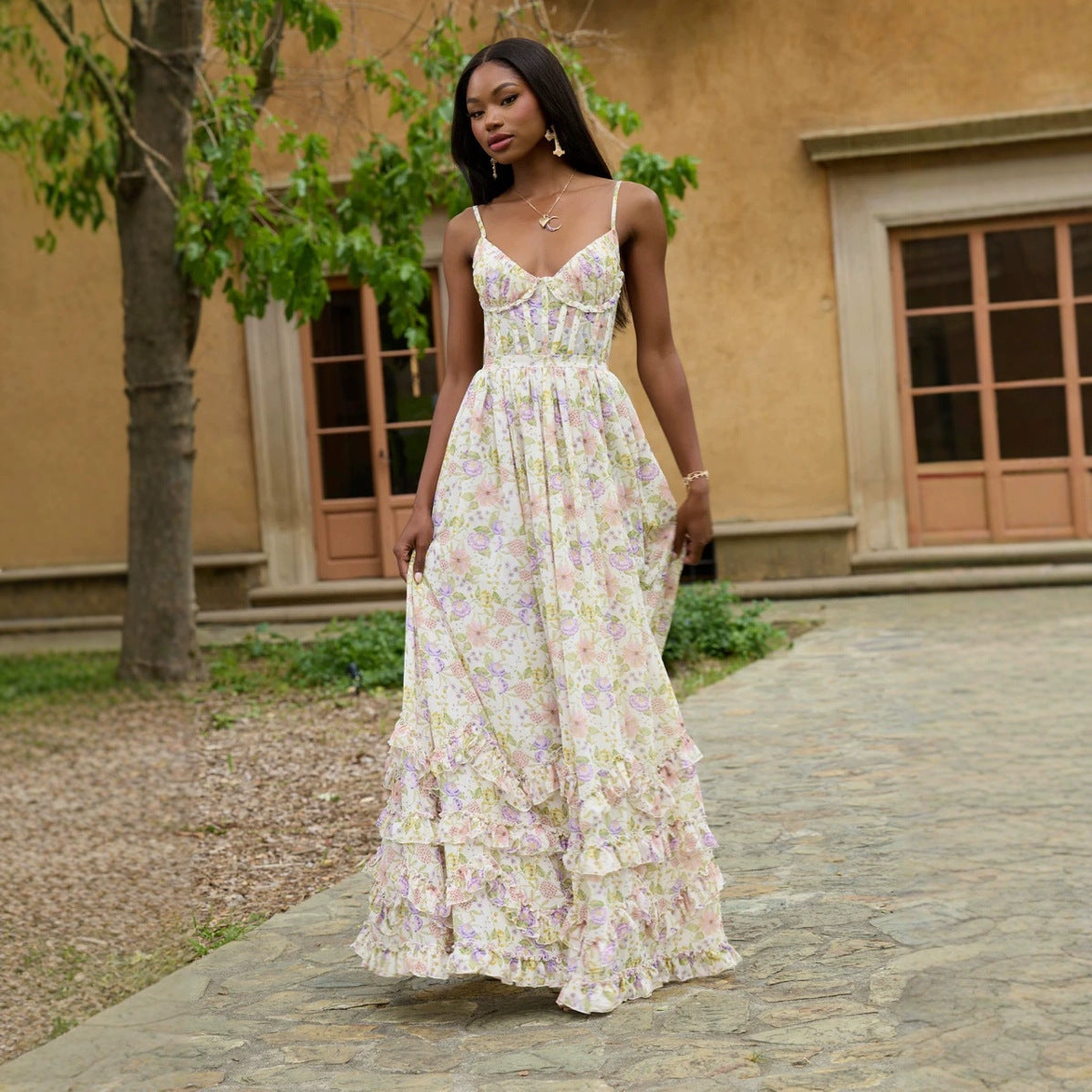 Waist-Defined Cami Maxi Dress