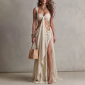 Twist Bandeau Top And Draped High Slit Skirt Set