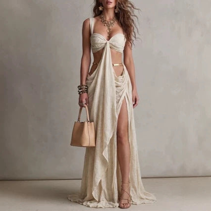 Asymmetric Tie-Strap Cutout Dress