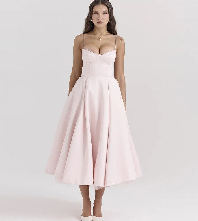 V-Neck Cami Maxi Dress with Full Skirt