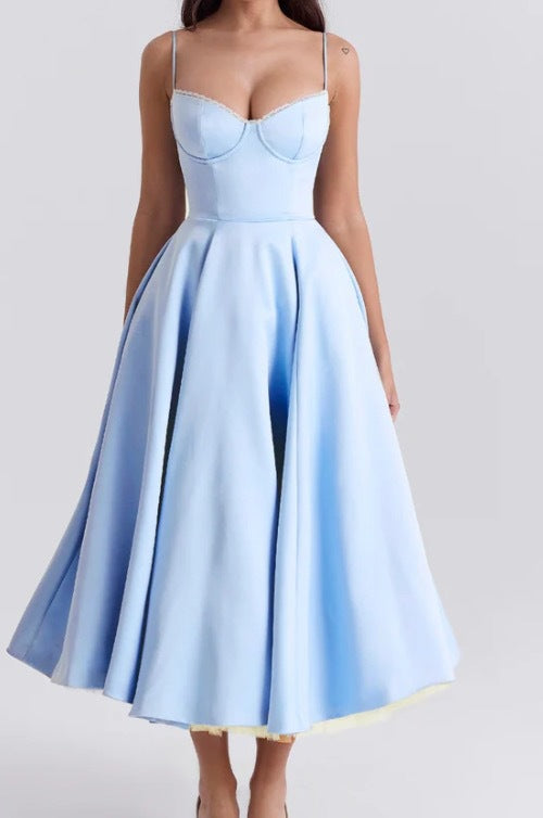 V-Neck Cami Maxi Dress with Full Skirt
