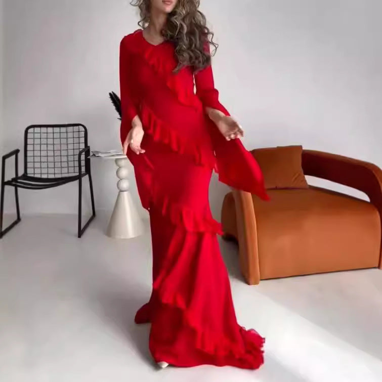 Tiered Ruffle Evening Gown