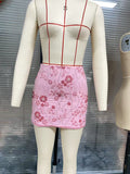 Low-Rise Beaded Sequin Mini Skirt