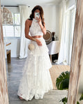 Lace Cami Dress with Ruffle Trim and Slit