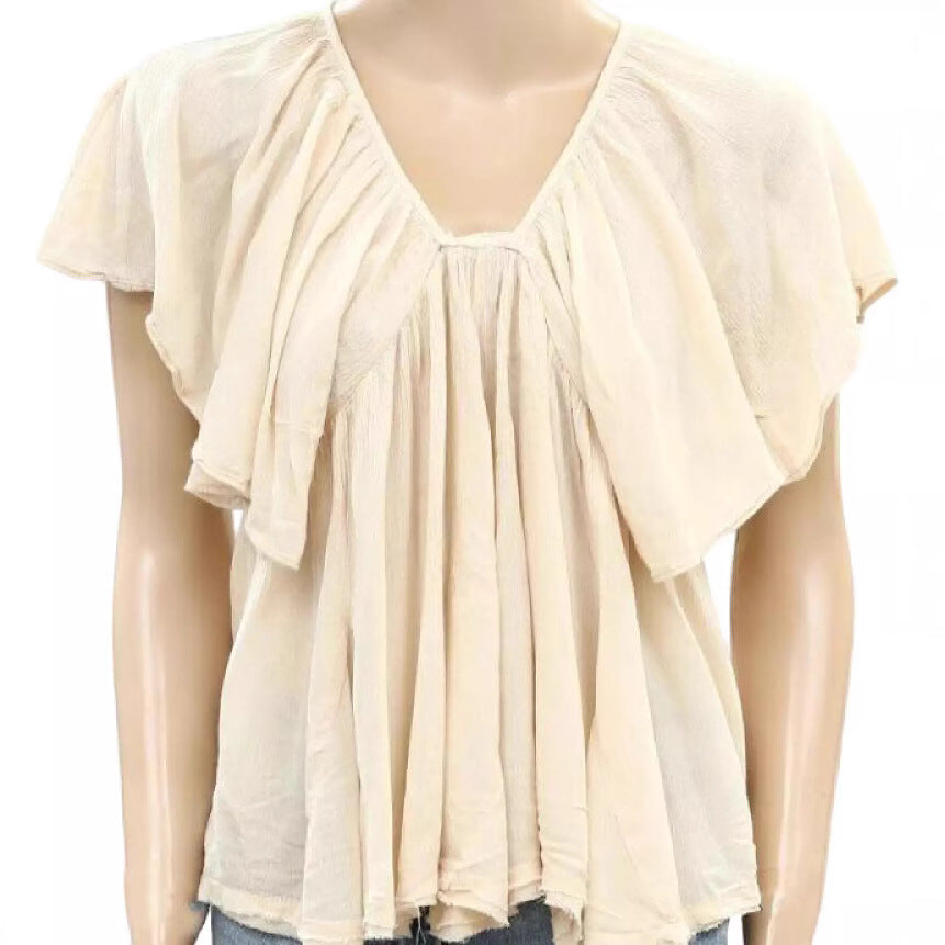 Relaxed Textured Crewneck Blouse