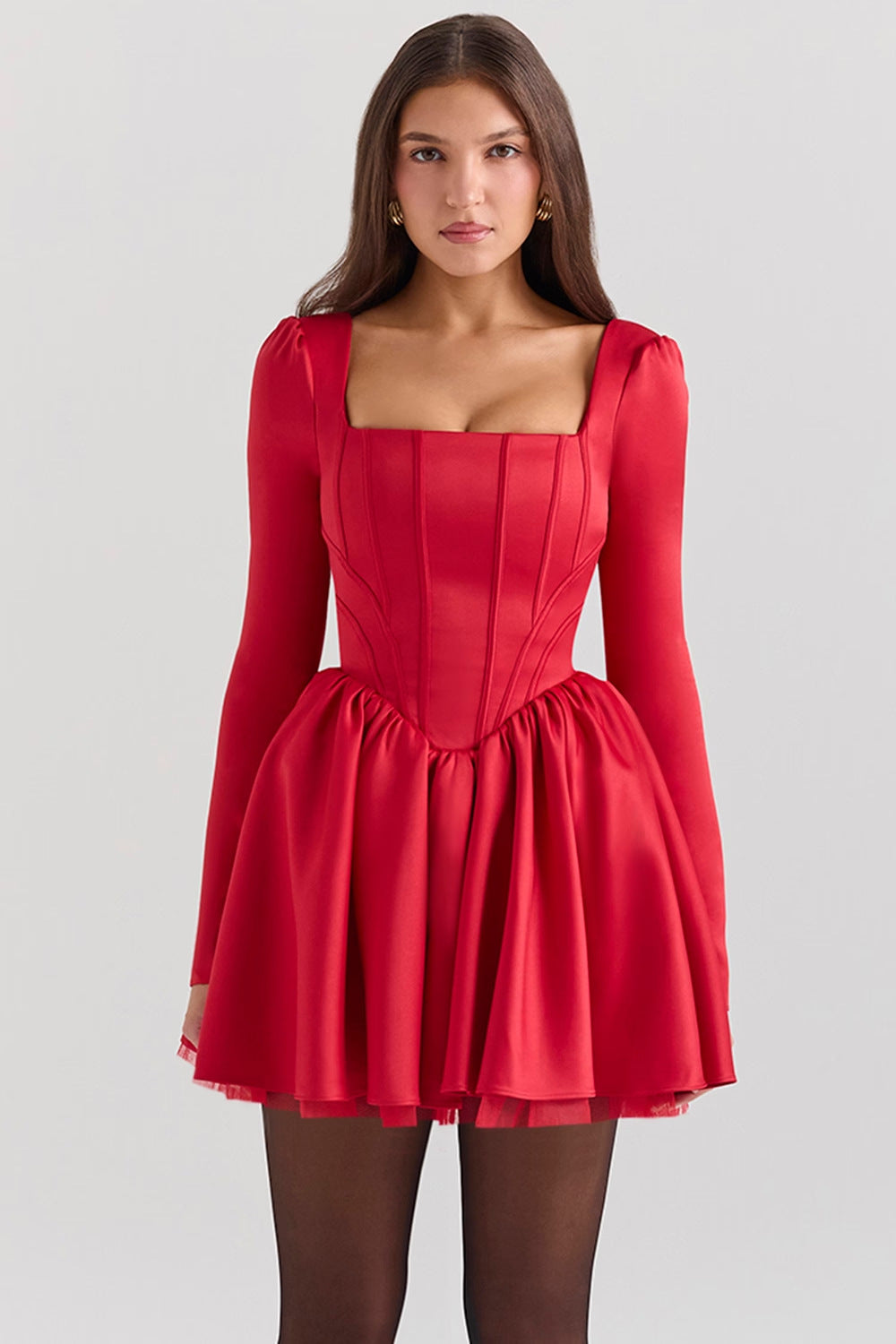 Square-Neck Velvet Corset Dress