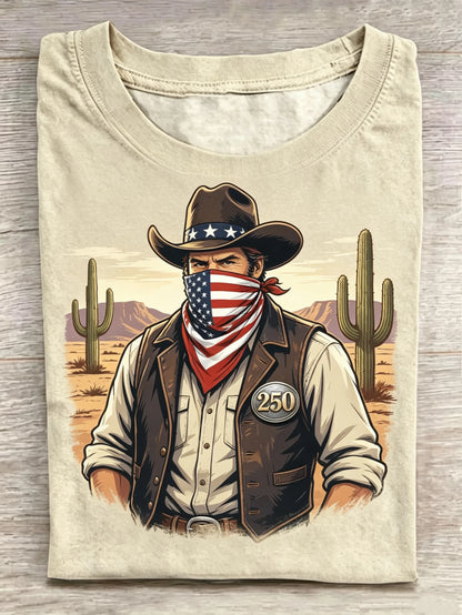 Bald Eagle Uncle Sam Hat USA Flag White House 250th Anniversary Splatter Print Crew Neck Tee