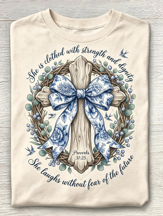 Women Crew Neck Short Sleeve Christian Floral Bible Verse Graphic Casual T-Shirt
