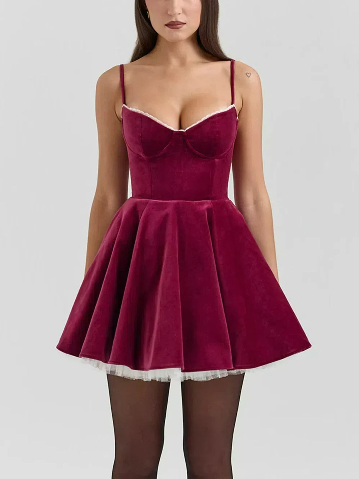Sexy Lace Tube Top Christmas A- line Dress
