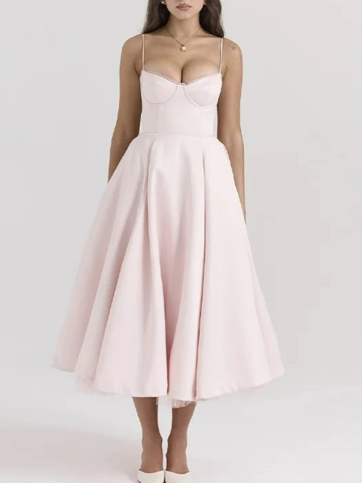 V-Neck Cami Maxi Dress with Full Skirt