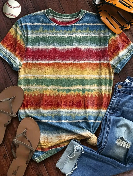 Women Crew Neck Short Sleeve Vintage Graphic Casual T-Shirt