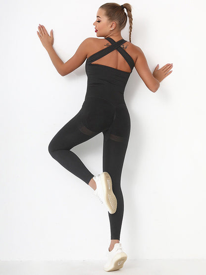 Solid Color Sleeveless U-Neck Yoga&Gym Jumpsuits