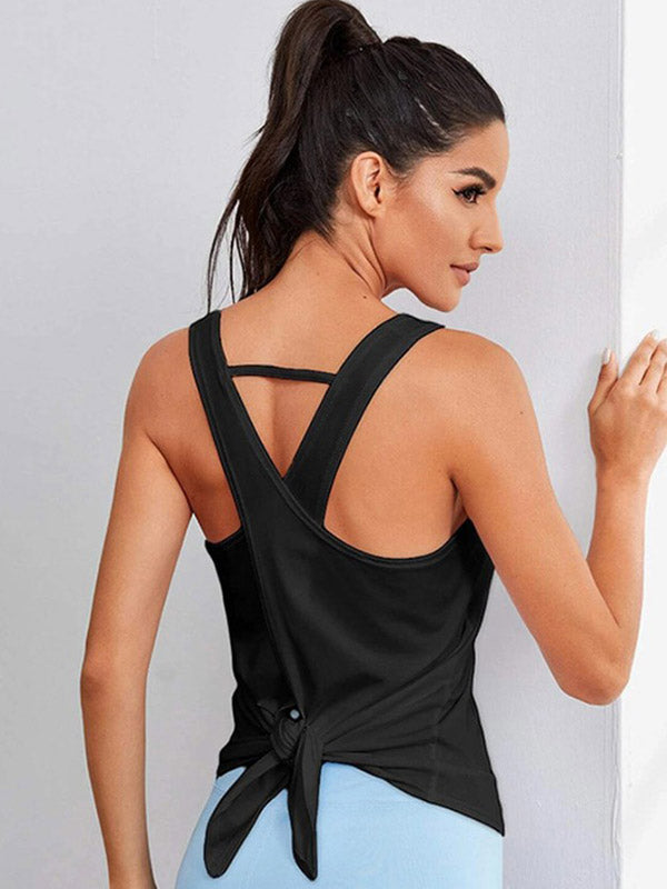 Loose Sleeveless Bandage Casual Solid Color Vest Top