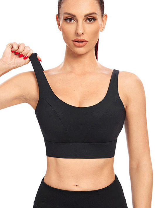 Skinny Wrap Sports Bra Buttoned Hollow Solid Color Spaghetti-Neck Bra