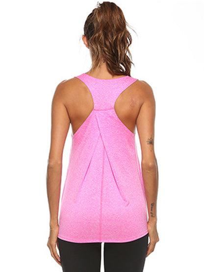 Solid Color Beauty Back Sleeveless Sports Vest