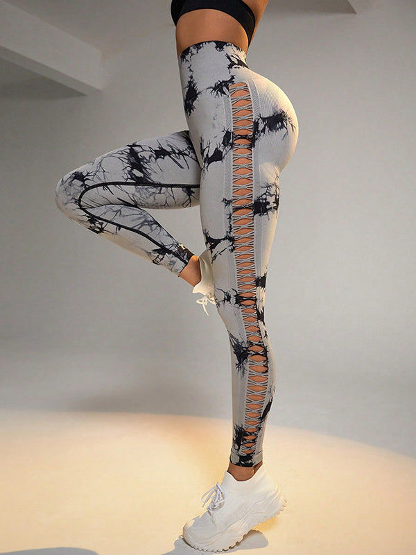 Skinny Hollow Printed Leggings