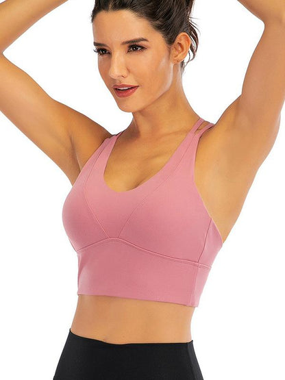 Wrap Solid Color Back Cross Sports Bra