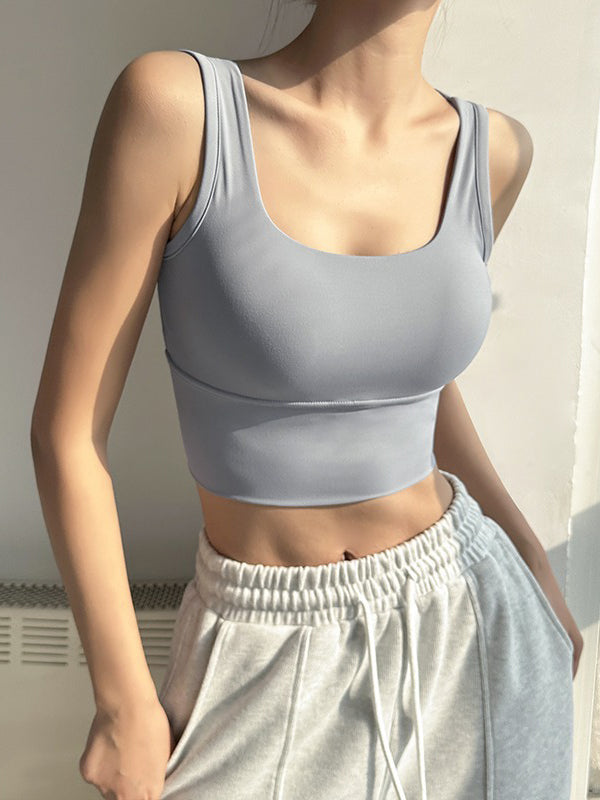 Wrap Back Cross Hollow Square-Neck Sports Bra