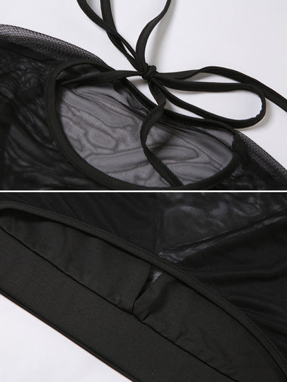 See-Through Mesh Split-Joint Hollow Sleeve Tight Yoga Suit