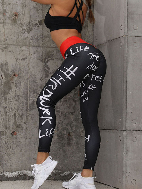 Letter Printed Sports Leggings