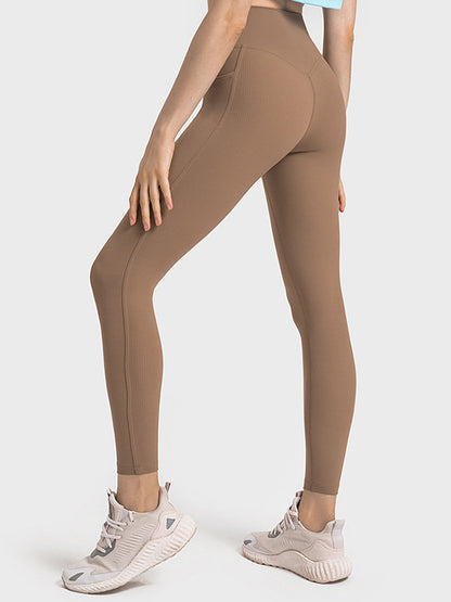 Skinny Leg Wrap Pockets Solid Color Leggings