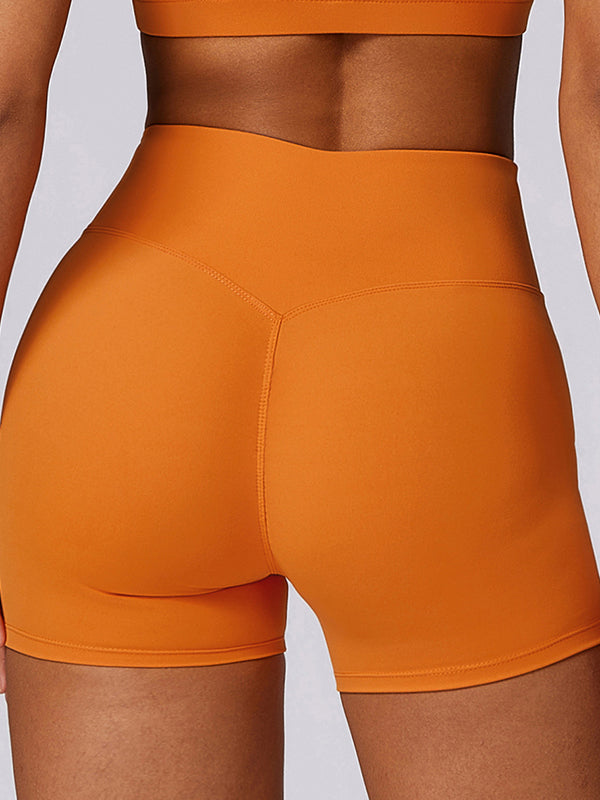 Skinny Leg High-Waisted Solid Color Shorts Sports Shorts