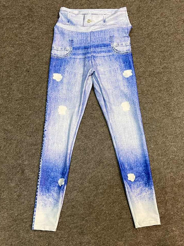 Digital Print Denim Blue Athletics Leggings