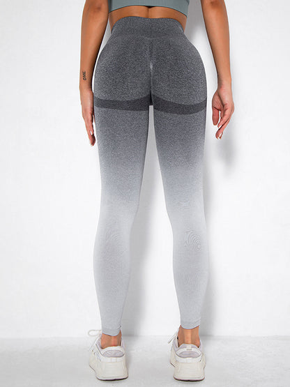 Seamless Gradient Hips-Lift Running Sport Leggings