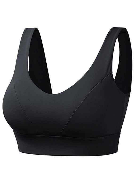 Solid Color Gathered Anti-Vibration Sport Bra