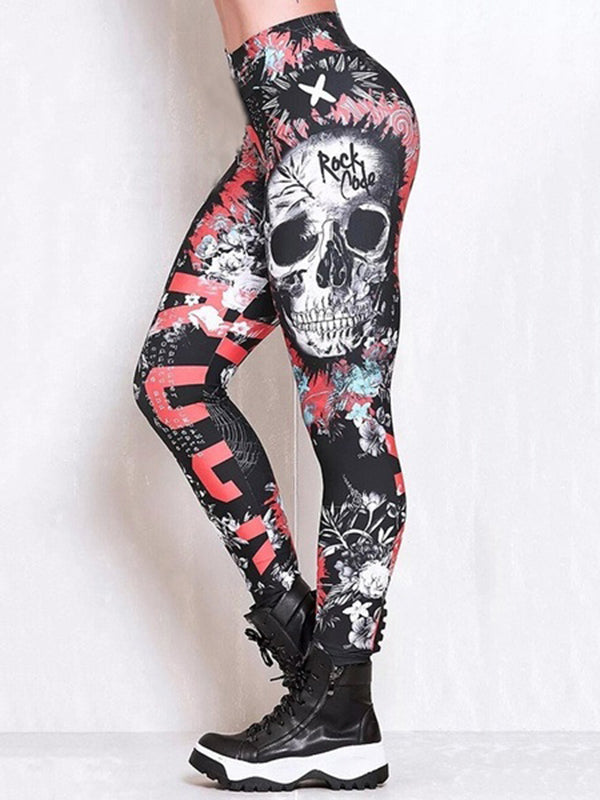 Skinny Skull Print Yoga Bottoms Leggings