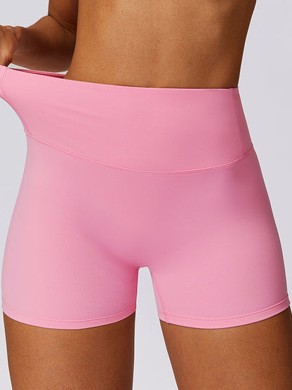 Skinny Leg High-Waisted Solid Color Shorts Sports Shorts