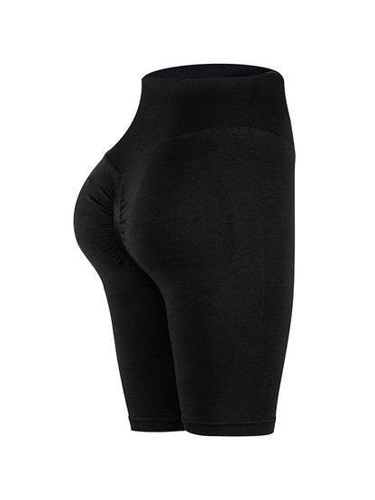 Skinny Wrap Yoga Bottoms High-Waisted Shorts Solid Color Sports Shorts