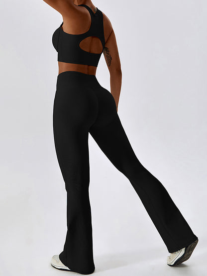 Flared Pants Skinny High-Waisted Solid Color Yoga Bottoms