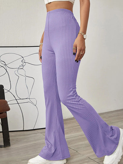 Flared Wrap High-Waisted Solid Color Flared Trousers