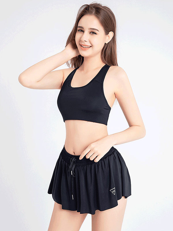 Loose Bandage Elasticity Solid Color Sports Culotte