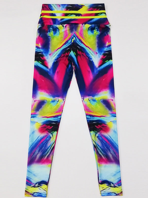 Multi-Colored Printed Skinny Leg Wrap Leggings