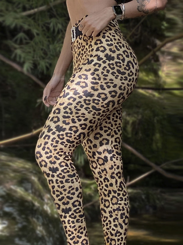 Skinny Wrap High-Waisted Leopard Leggings