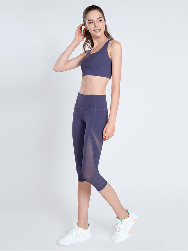 Wrap High-Waisted Solid Color Split-Joint Leggings