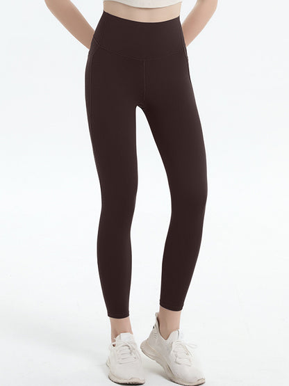 Skinny Leg Wrap High-Waisted Pockets Solid Color Leggings