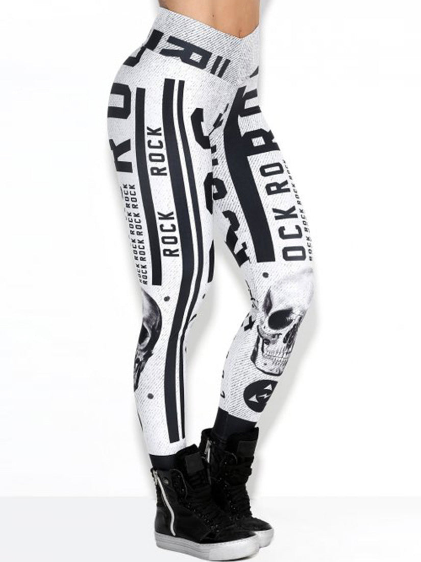 Halloween Skull Print Sports Leggings