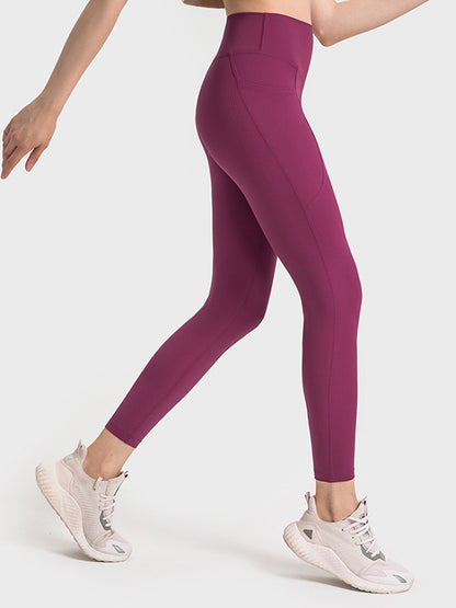 Skinny Leg Wrap Pockets Solid Color Leggings