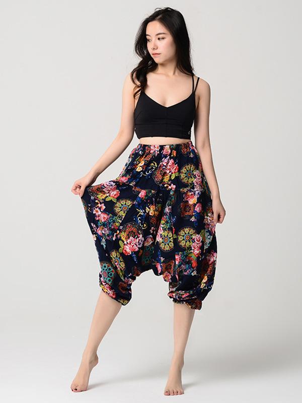 National Printed Loose Bloomers Yoga Bottoms