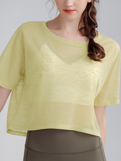 Loose Solid Color Round-Neck T-Shirts