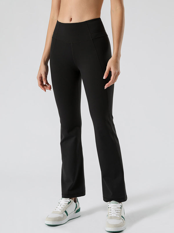 Flexible Solid Color Bell-Bottomed Sports Pants