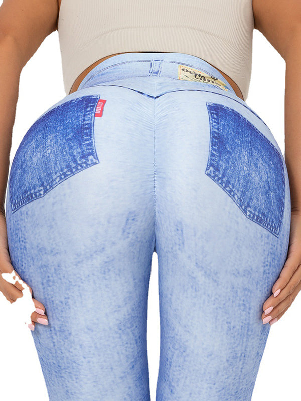 Digital Print Denim Blue Athletics Leggings