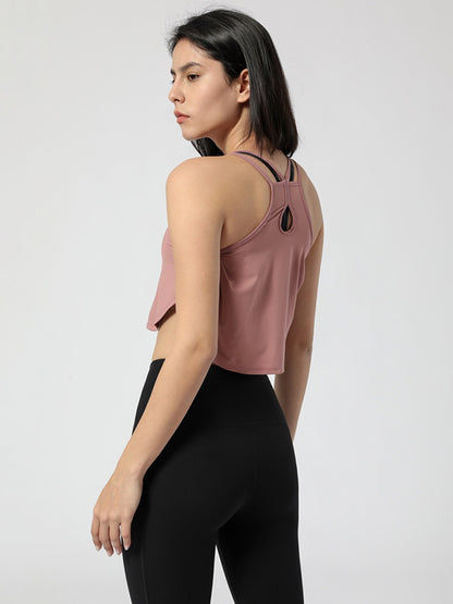 Beautiful Back Line Solid Color Breathable Sports Vest Top