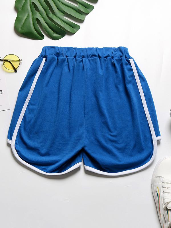 Casual Contrast Color Belted Sports Shorts