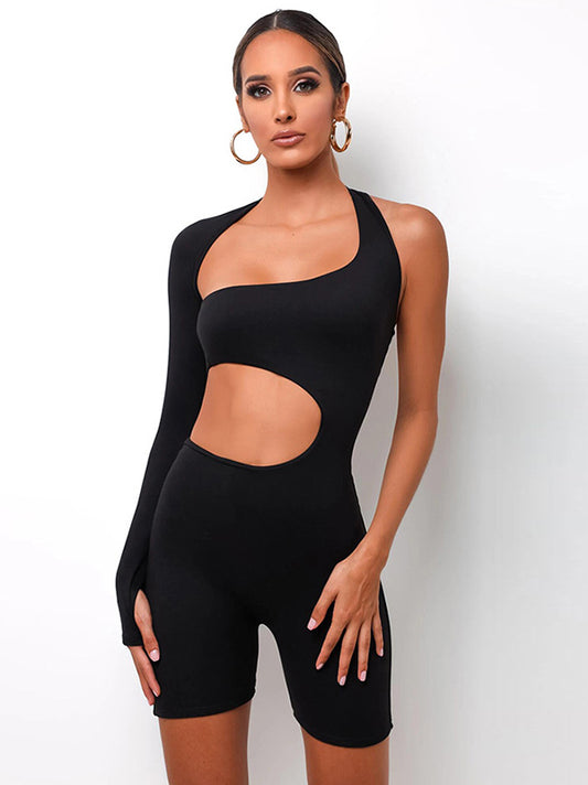 Long Sleeves Tight Backless Hollowing Outs Sports Rompers