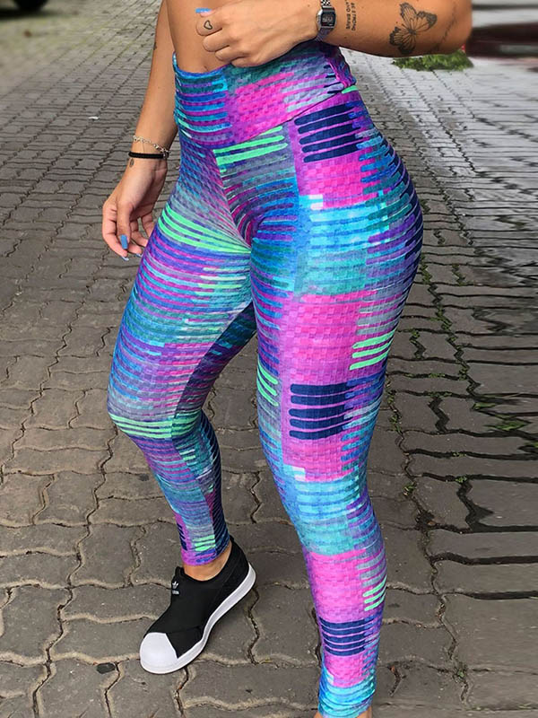 Abstract Printed High-Waisted Flexible Sport Leggings